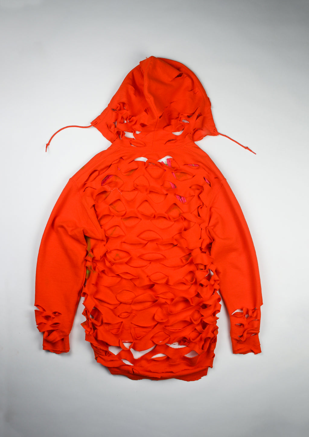 RUNWAY PIECE - Orange distressed hoodie