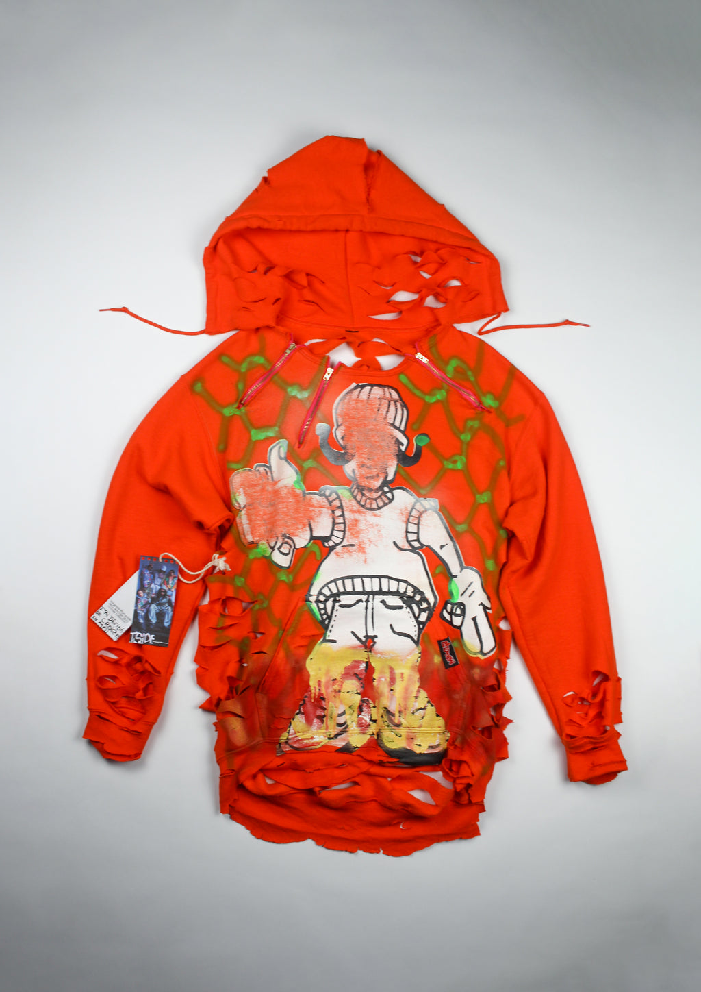 RUNWAY PIECE - Orange distressed hoodie