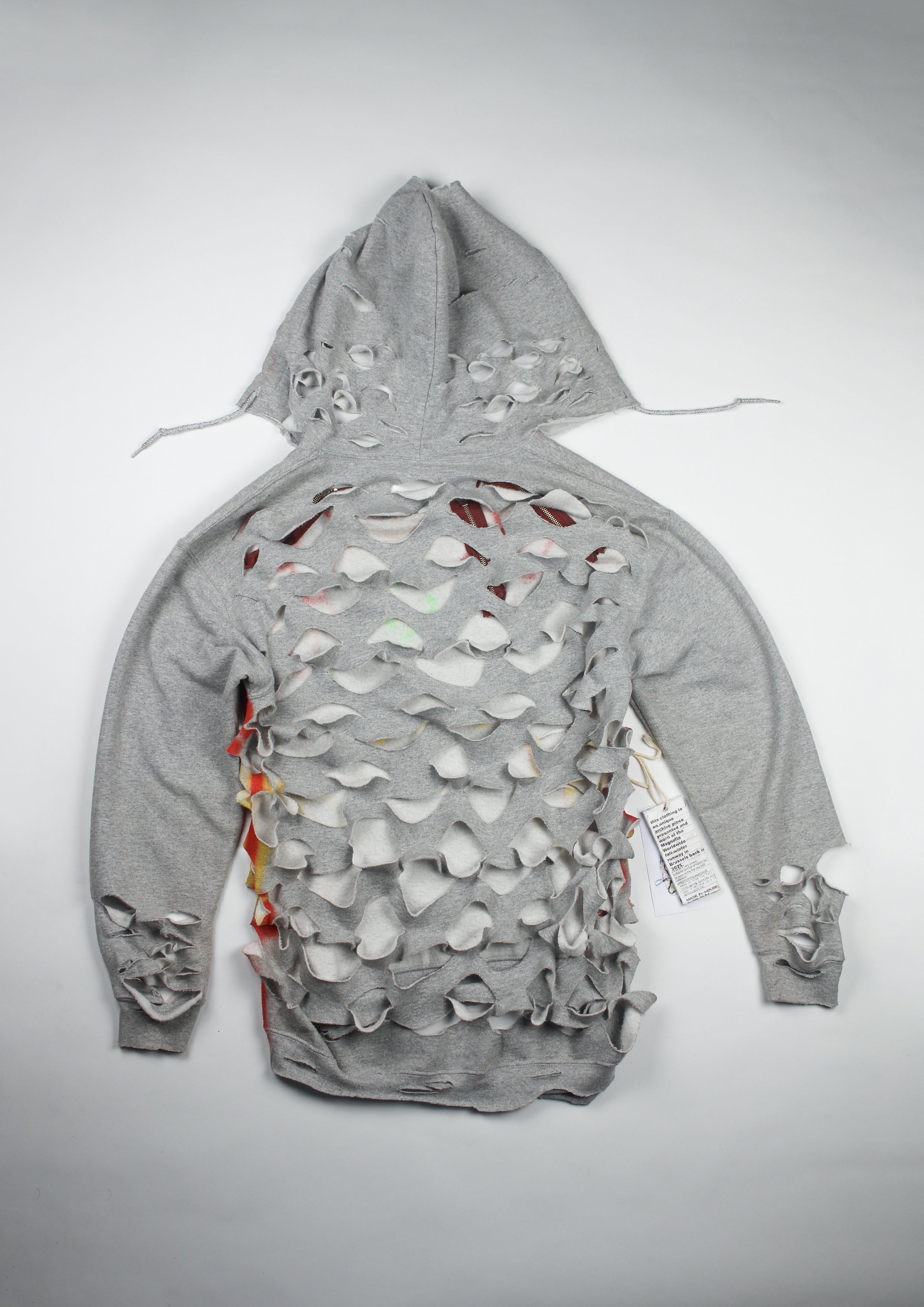 RUNWAY PIECE - Grey distressed hoodie