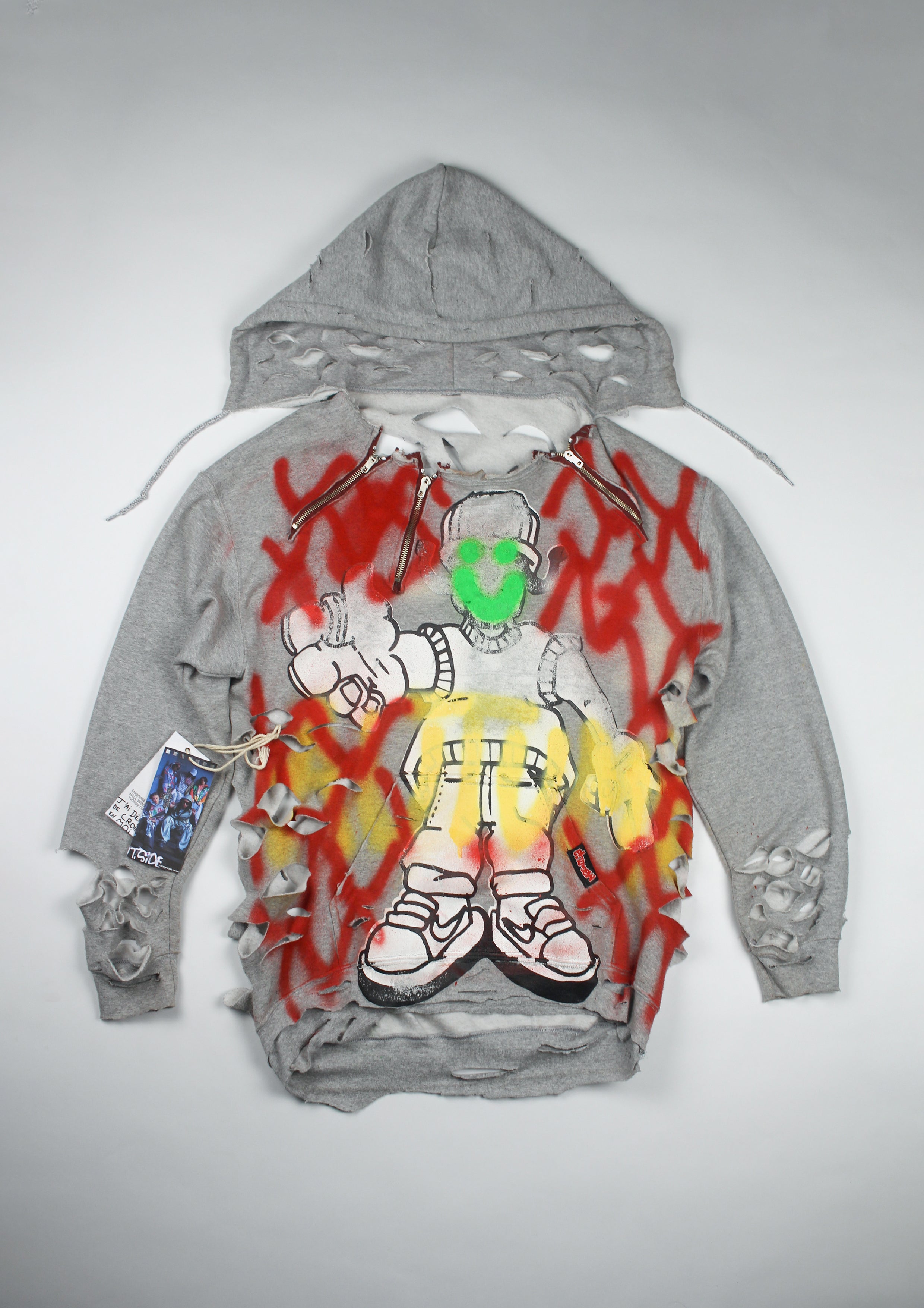 RUNWAY PIECE - Grey distressed hoodie