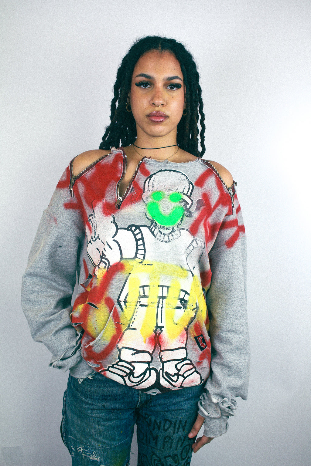 RUNWAY PIECE - Grey distressed hoodie