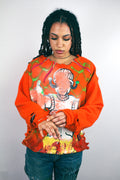 RUNWAY PIECE - Orange distressed hoodie