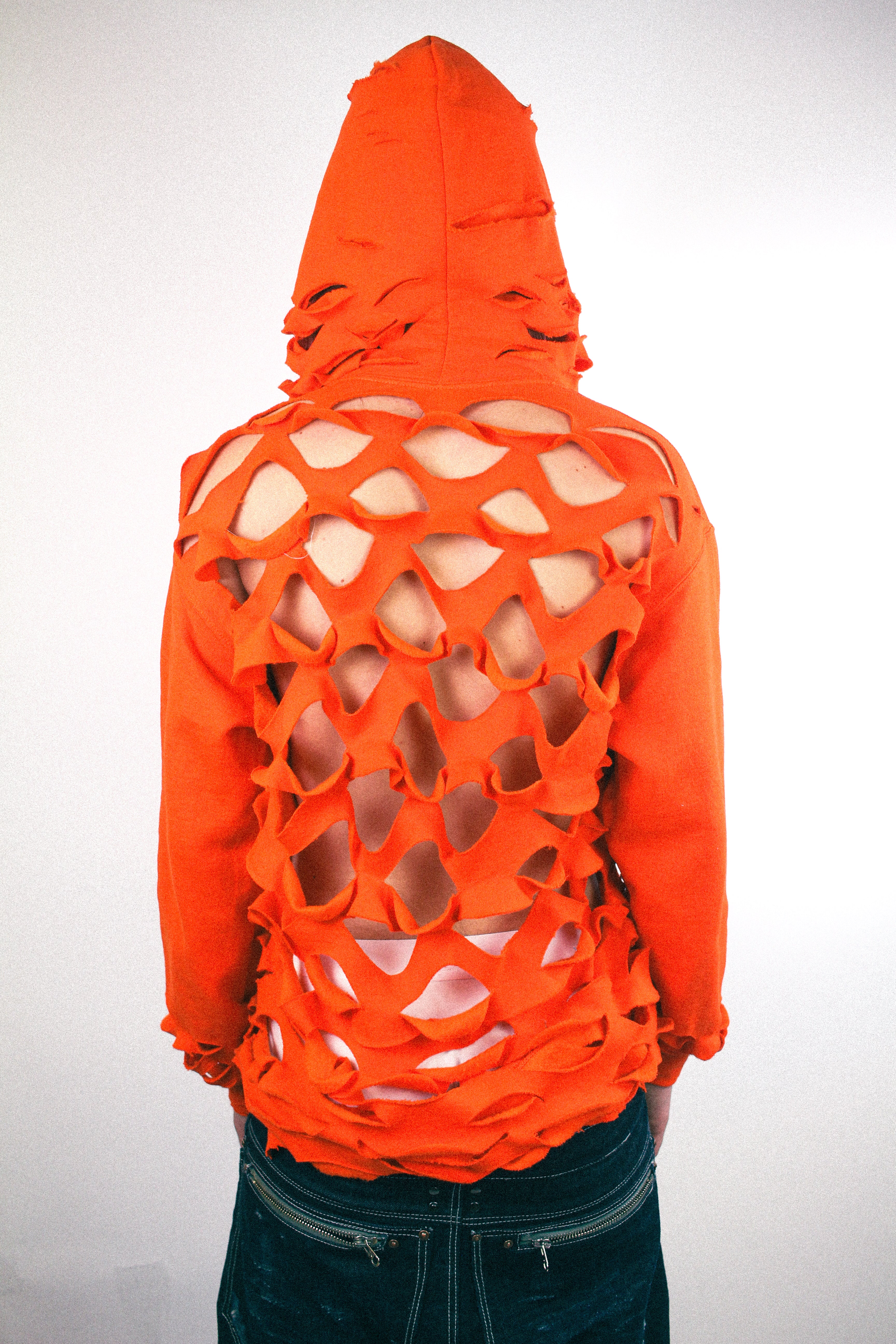 RUNWAY PIECE - Orange distressed hoodie