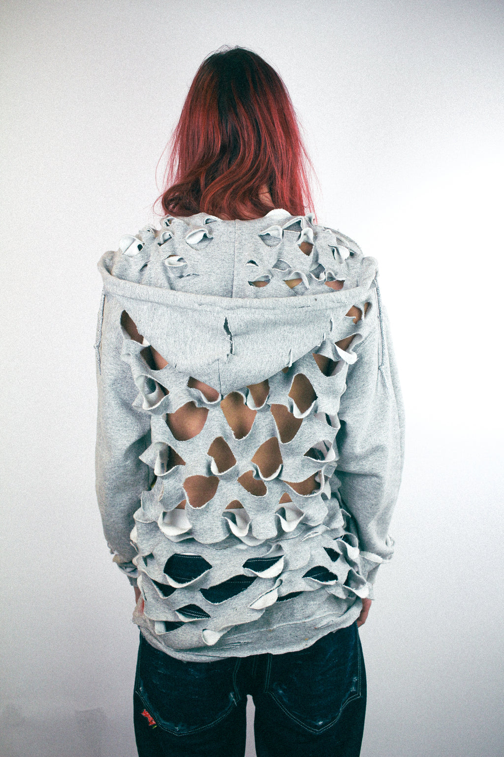 RUNWAY PIECE - Grey distressed hoodie