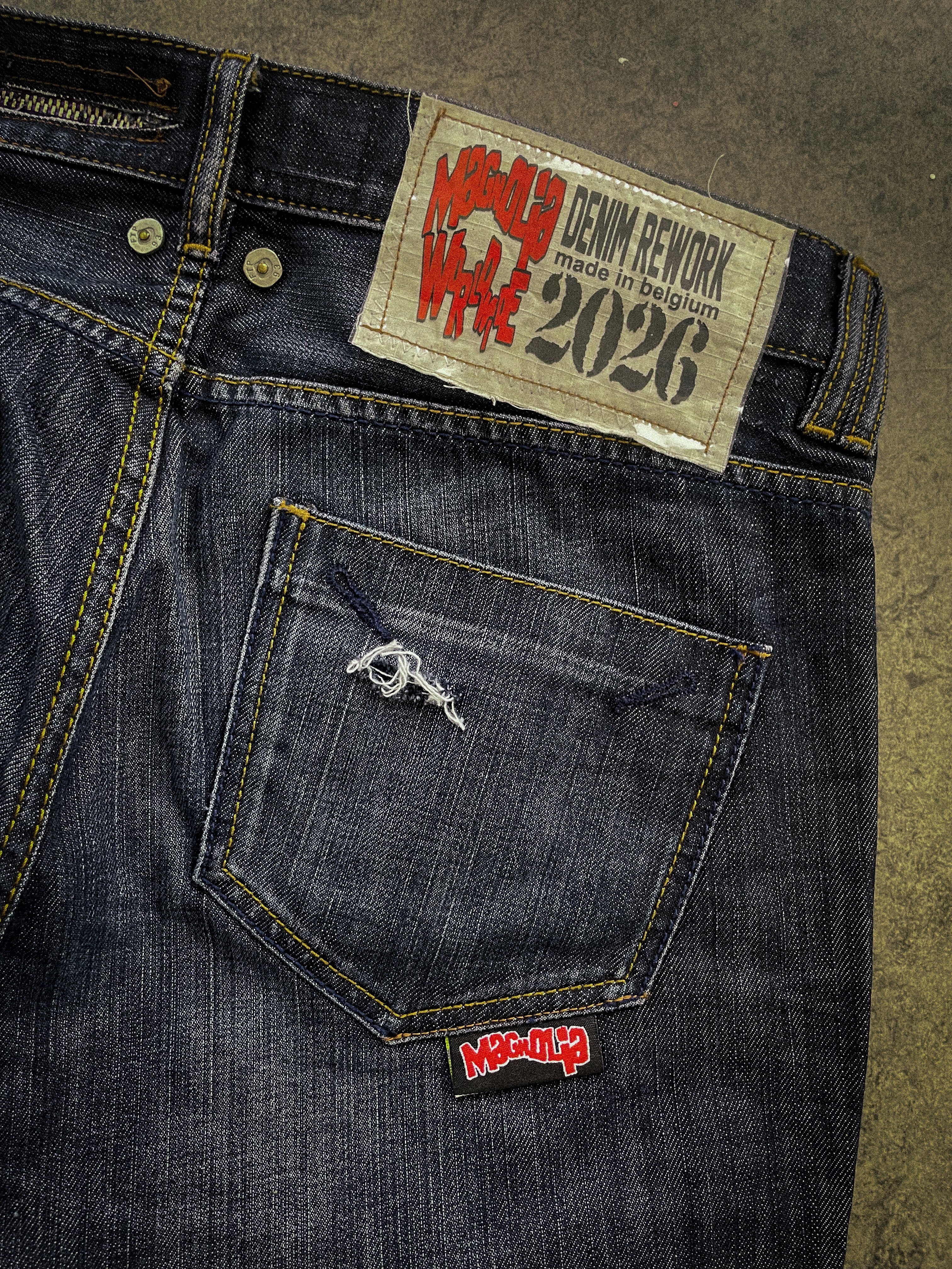 "denim rework" pants