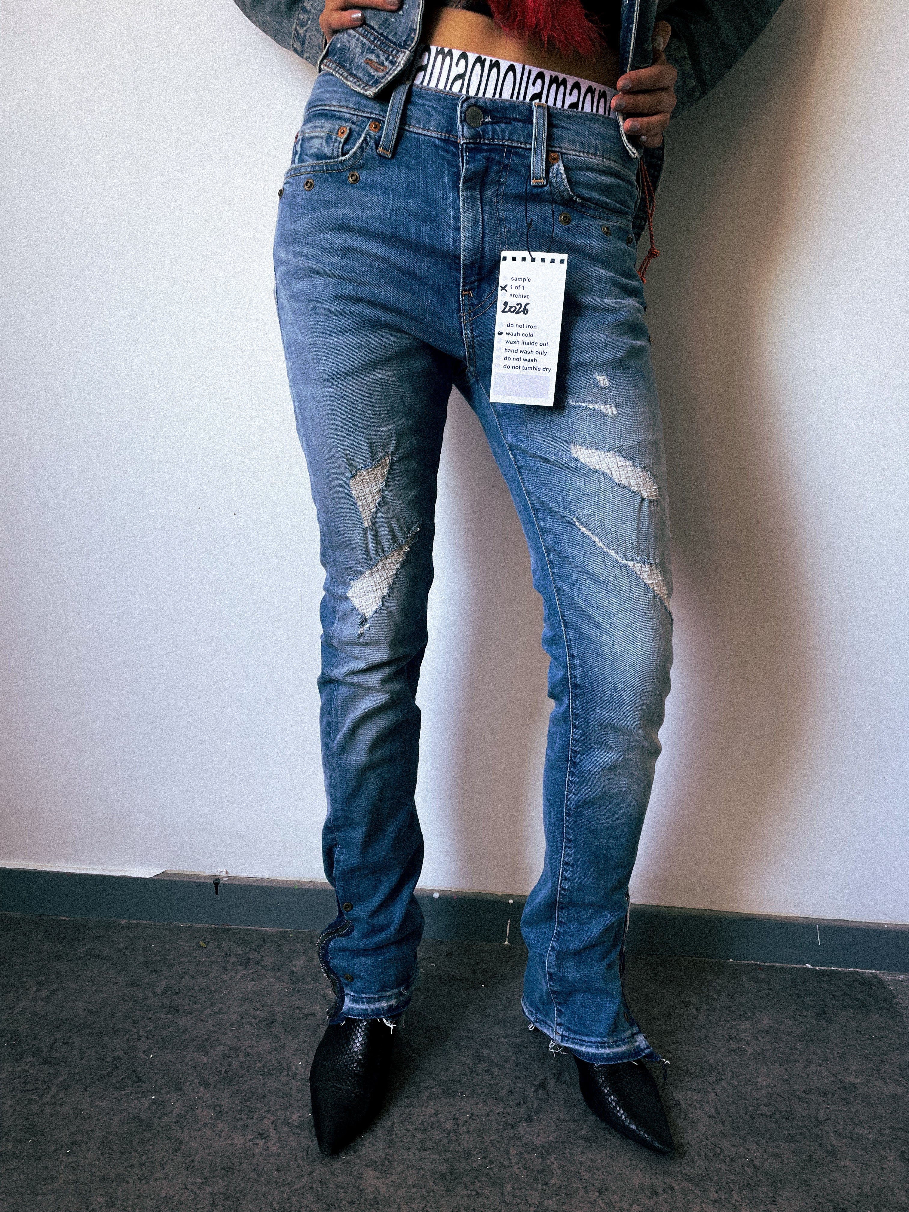 "denim rework" pants