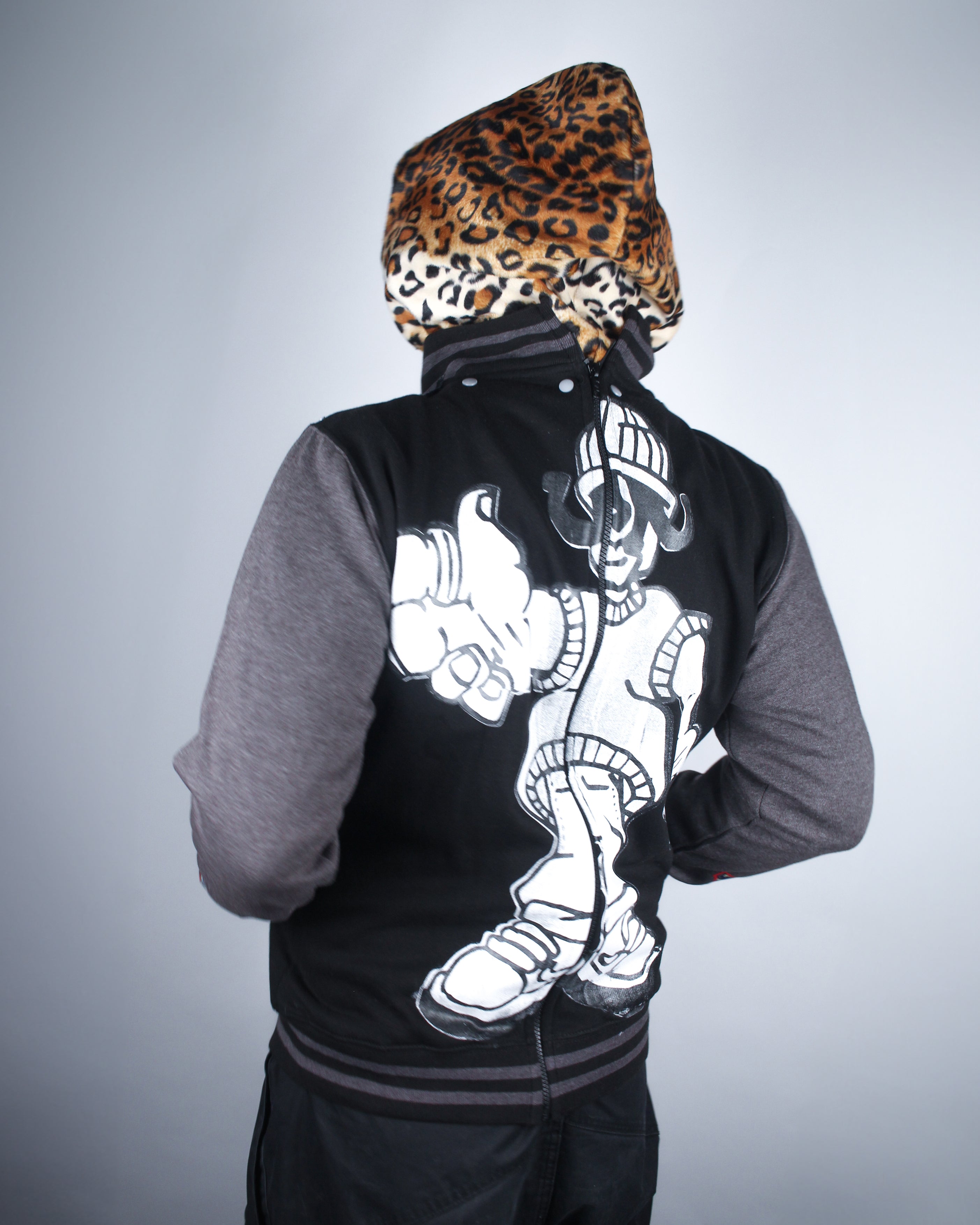 (DELUXE PACK) varsity hoodie  - grey & black