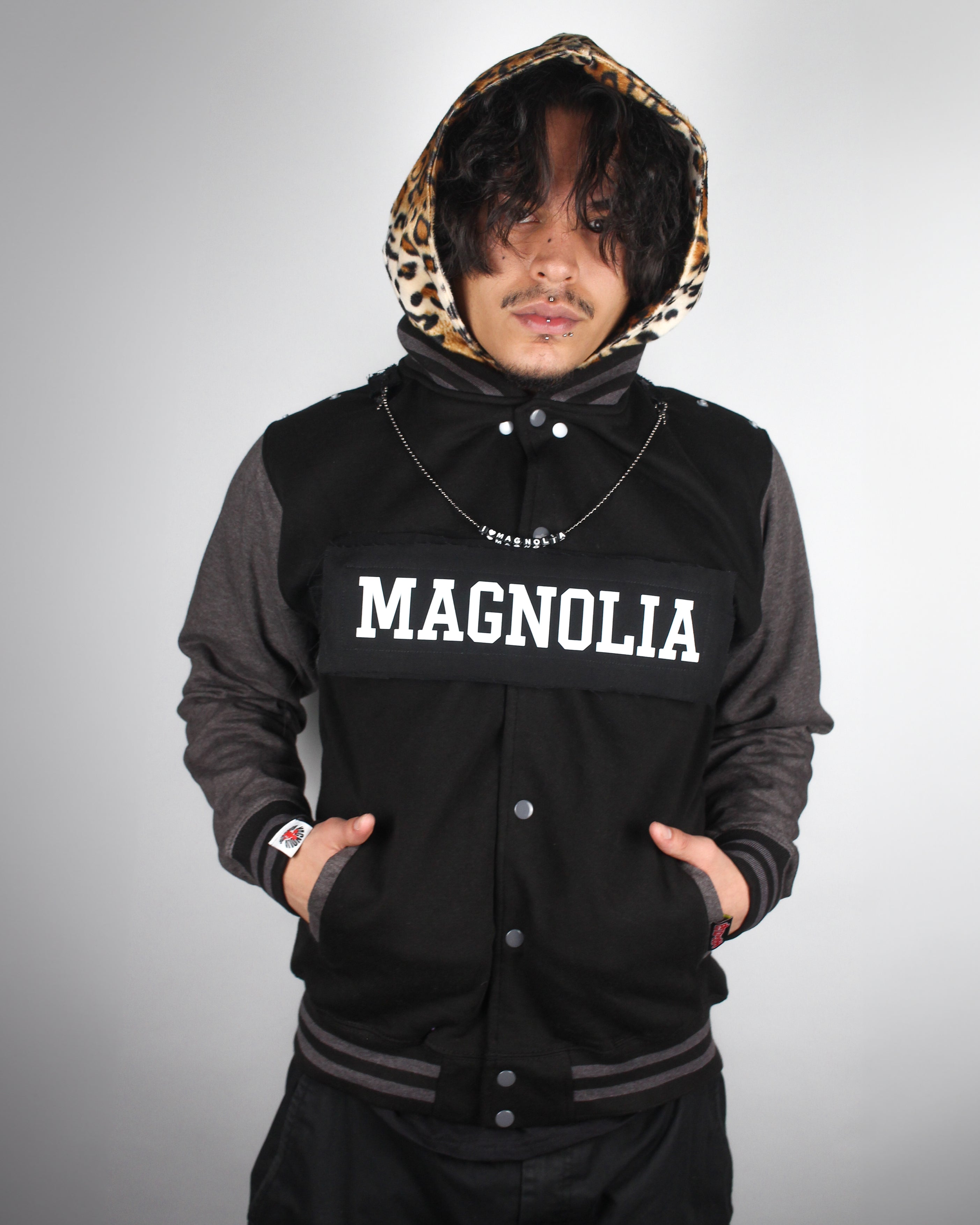 (DELUXE PACK) varsity hoodie  - grey & black