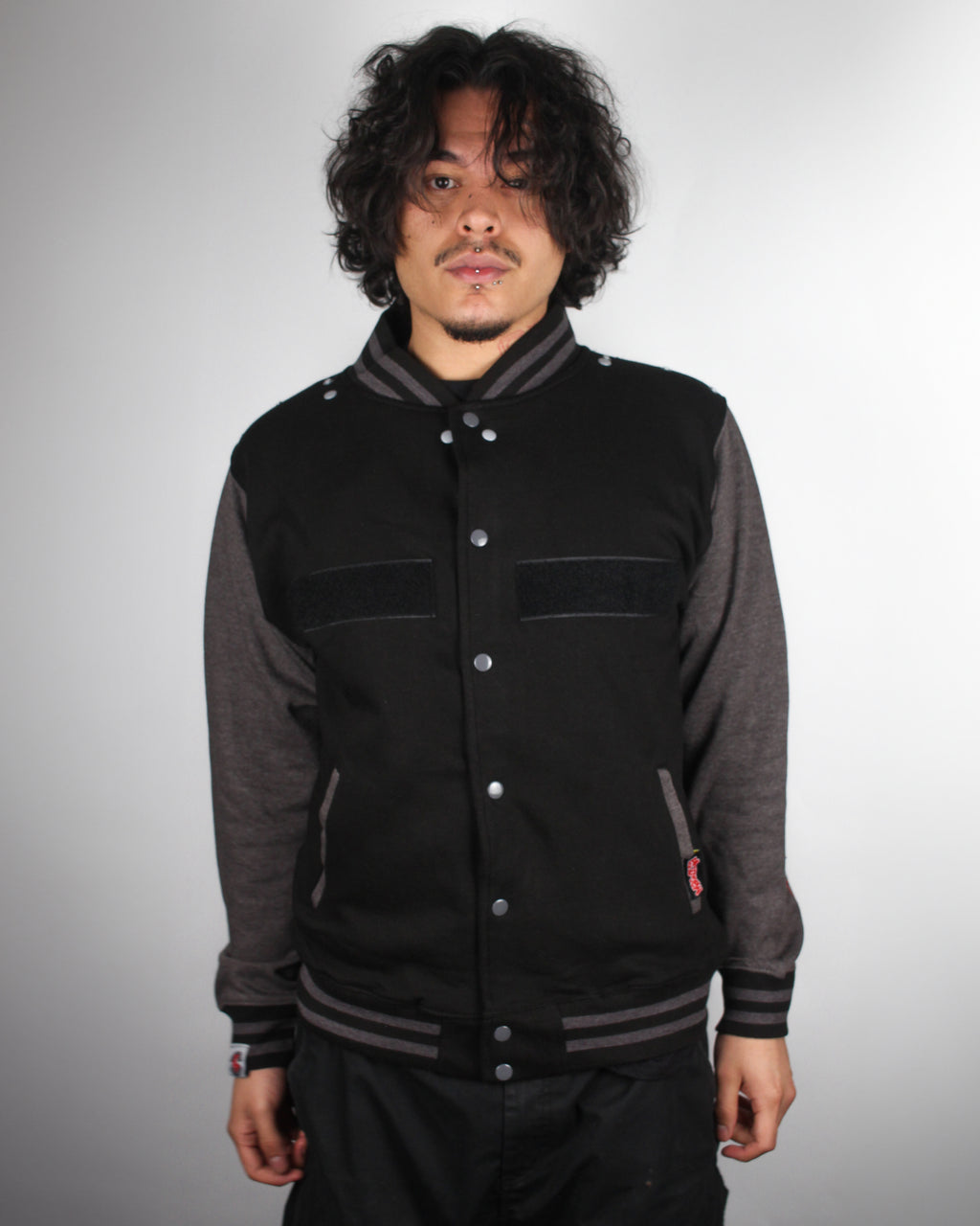 (DELUXE PACK) varsity hoodie  - grey & black