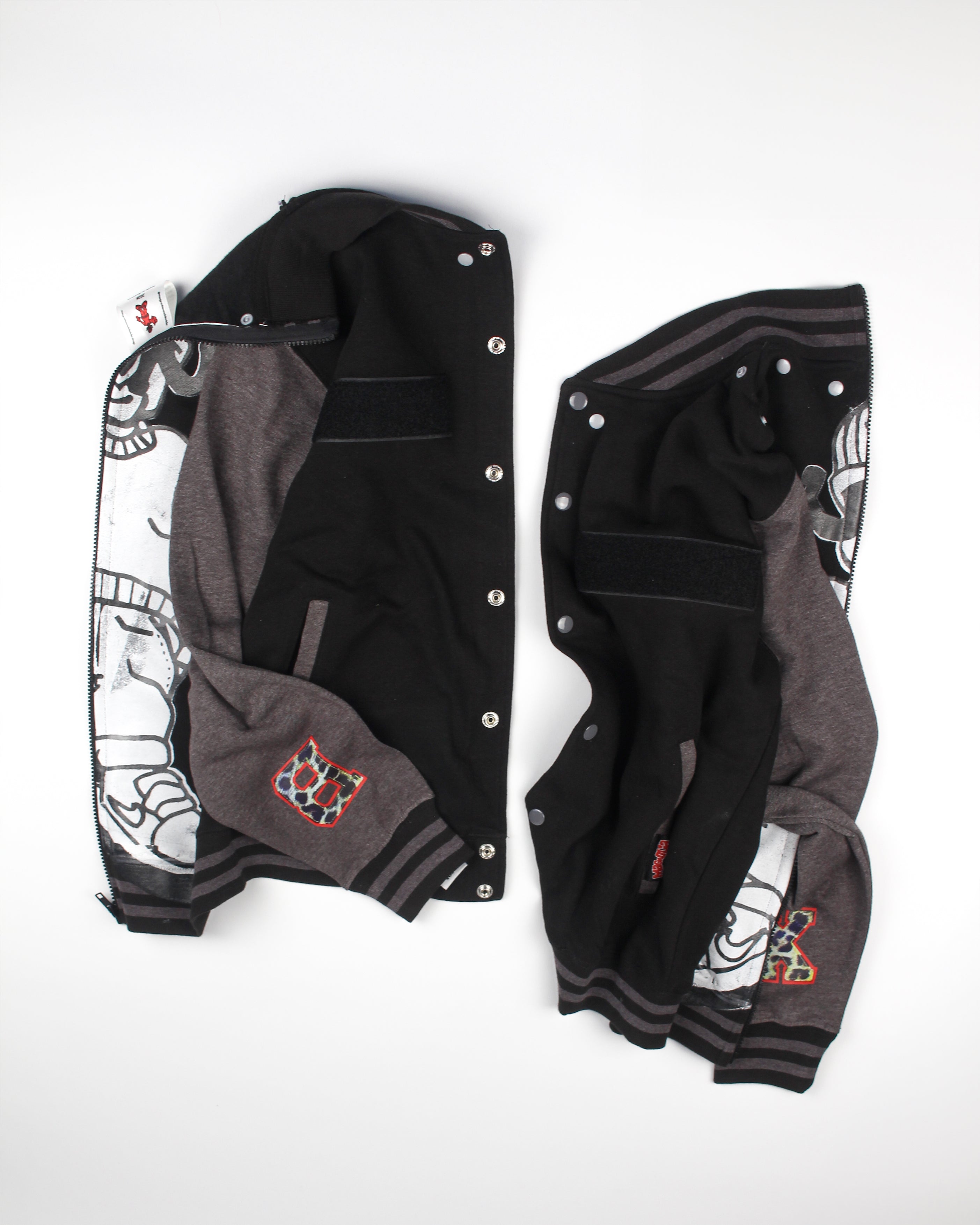(DELUXE PACK) varsity hoodie  - grey & black