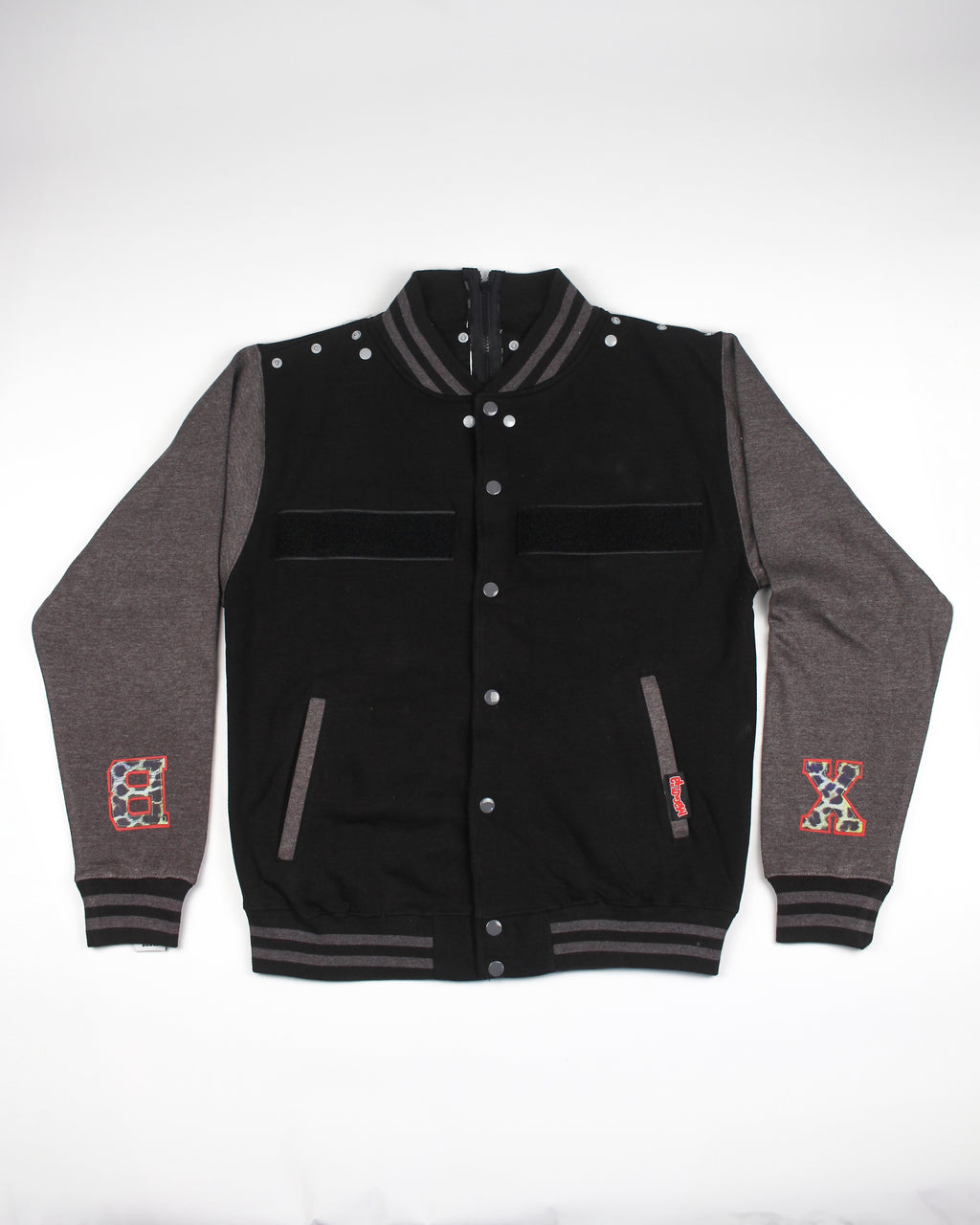 (DELUXE PACK) varsity hoodie  - grey & black