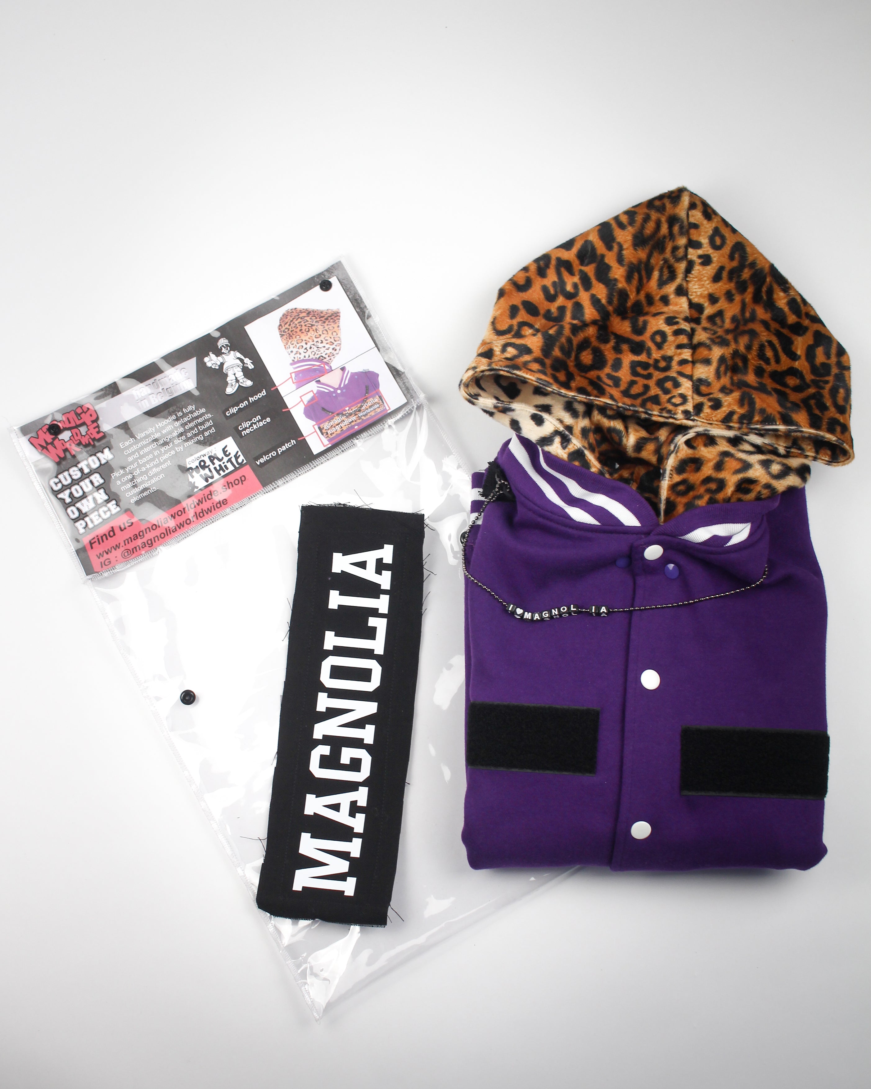 (DELUXE PACK) varsity hoodie  - white & purple