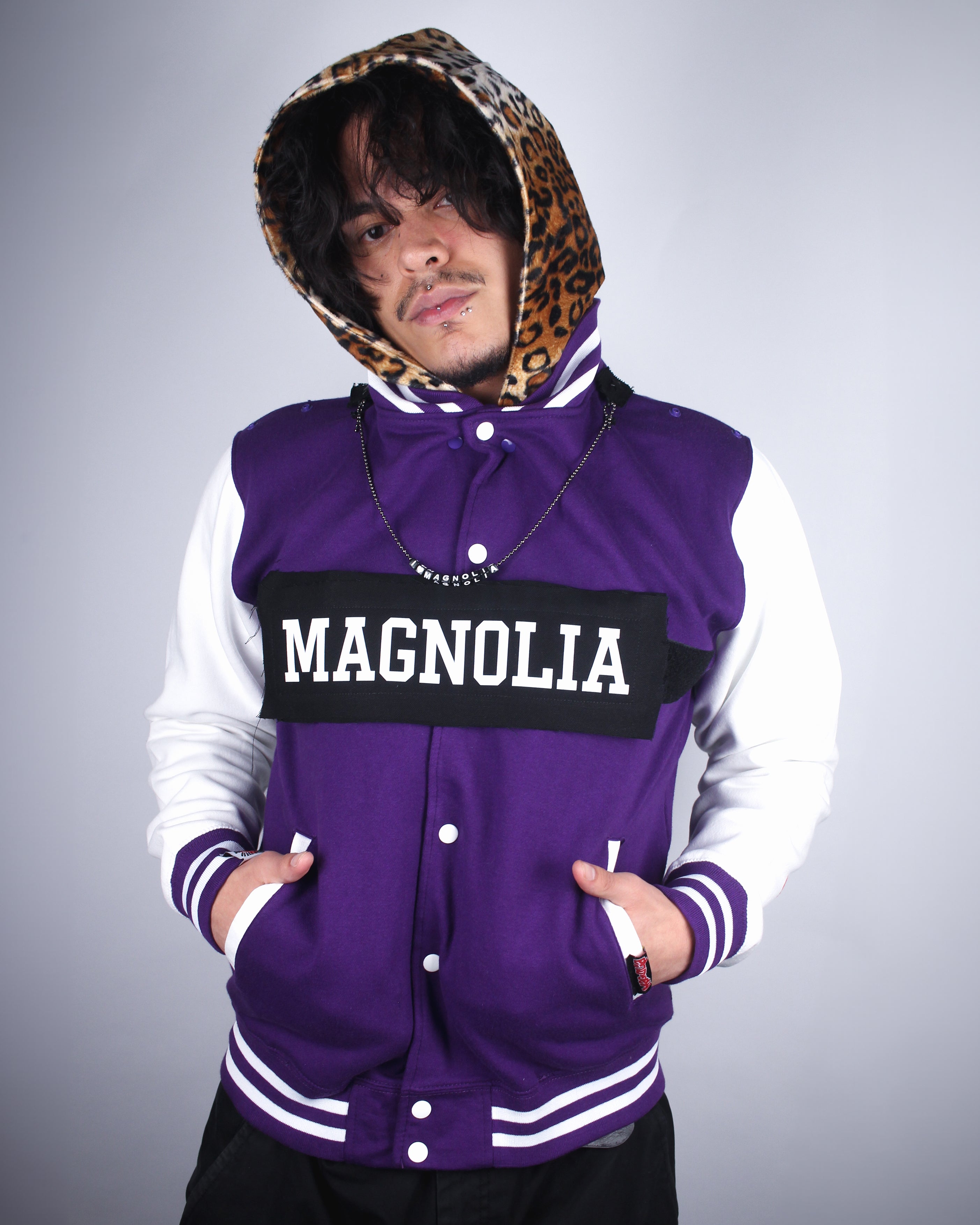 (DELUXE PACK) varsity hoodie  - white & purple